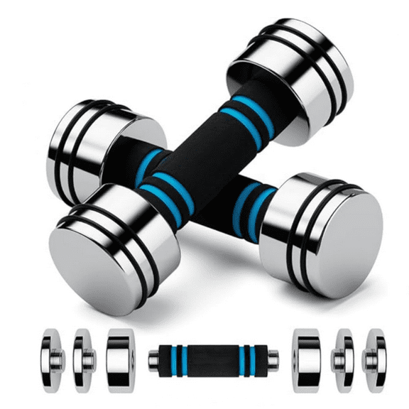 Steel Dumbbells Ultracompact & Adjustable Chrome Dumbbell with Foam Handles 5lb 10lb 15lb 20lb 30lb 50lb Home Gym Workout (Choice of Size)
