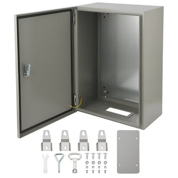 Steel Electrical Box, 24x16x10" Electrical Enclosure Box with Lock & Mounting Plate, Outdoor Junction Box IP66 Waterproof & Dustproof