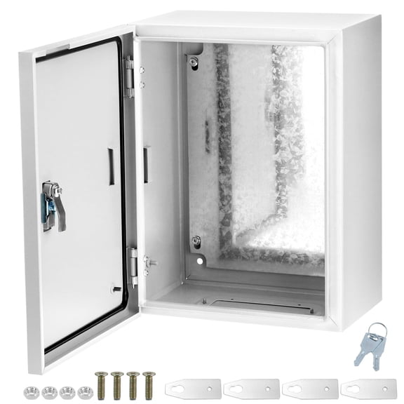 Steel Enclosure, 16x12x8 Carbon Steel Electrical Box, Waterproof with Lock and Hinge