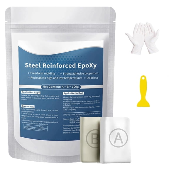 Steel Epoxy Putty, 2-Part Repair Filler Putty , for Metal Wood Ceramic Stone Tile and Plastic, Filling Cracks Holes and Surface Repairs