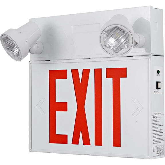 Steel Exit Sign with Remote Capabilities, 36 Watt Battery Pack, AC 120-347V Input, Commercial Battery Unit Emergency Lights with 2 by 2 watts Head, Up To 4 Hours Emergency Duration Time