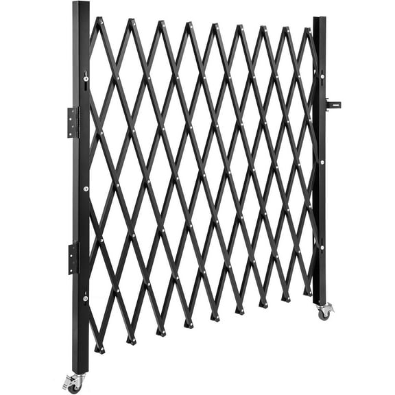 Steel Expandable Security Gate, 7.1' H x 7.9' W - Folding Scissor Gate, 360 Rolling Barricade for Indoor/Outdoor Use