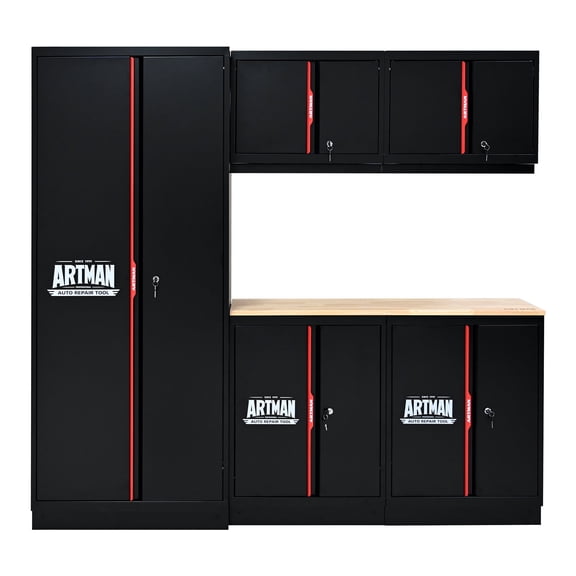 Steel Filing Cabinet with Compartments for Office Use, Storage, File Storage, Archives, High and Low Cabinets--Black&Red