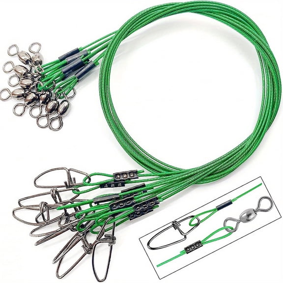 Steel Fishing Wire 125lb Heavy Duty Saltwater Fish Leader with Swivel and Snap