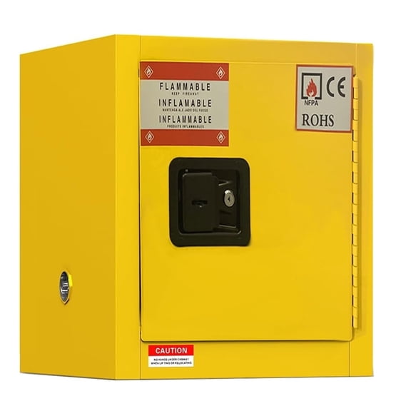 Steel Flammable Liquid Storage Cabinet 17" x 17" x18.1", Industry Safety Liquid Storage Fireproof Leakproof Cabinet Galvanized for Commercial Industrial and Home Use (4 Gal)