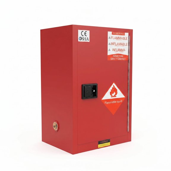 Steel Flammable Safety Cabinet with Vent Design, Cold-Rolled Steel Fire Safety Cabinet with 3-Point Lock, Adjustable Shelves Flammable Storage Cabinet for Lab