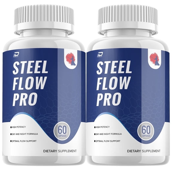 Steel Flow Pro Prostate Supplement for Men - SteelFlowPro Advanced Energy Pills, Bladder Control, 2 Pack, 120 Capsules