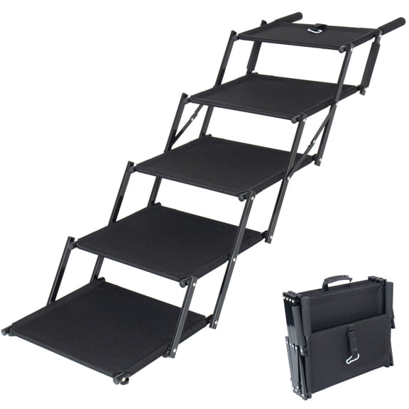 Steel Folding Dog Ramp for Cars, Portable Dog Ramps for Large Dogs with Non-Slip Rug Surface Dog Car Ramp for SUV Car & Truck, Supports up to 250 lbs