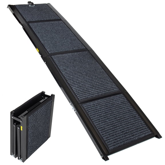 Steel Folding Dog Ramp for Cars, Portable Dog Ramps for Large Dogs with Non-Slip Rug Surface Dog Car Ramp for SUV Car & Truck, Supports up to 250 lbs