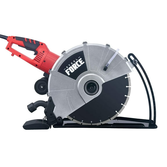 Steel Force KPC 3551 Portable 14" Wet/Dry Electric Corded Circular Concrete Saw/Power Angle Cutter 2600W w/Water Line & Guide Roller (With Blade)