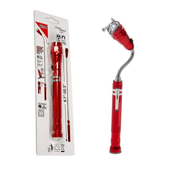 Steel Force L34B Extendable LED Flashlight with Telescoping Magnet Pickup Stick/Sweeper