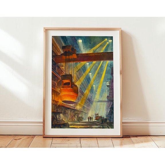 Steel Foundry Interior Wall Art, Unframed Paper Poster 8x10in