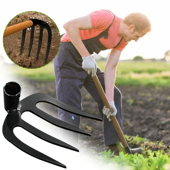 Steel Four-Tooth Garden Rake for Tilling, Weeding, and Soil Aeration – Durable All-Steel Cultivation Tool for Vegetable Gardening and Lawn Care