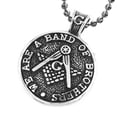 thumbnail image 1 of Steel Freemason Pendant / Masonic Coin Necklace - We Are a Band of Brothers, 1 of 2