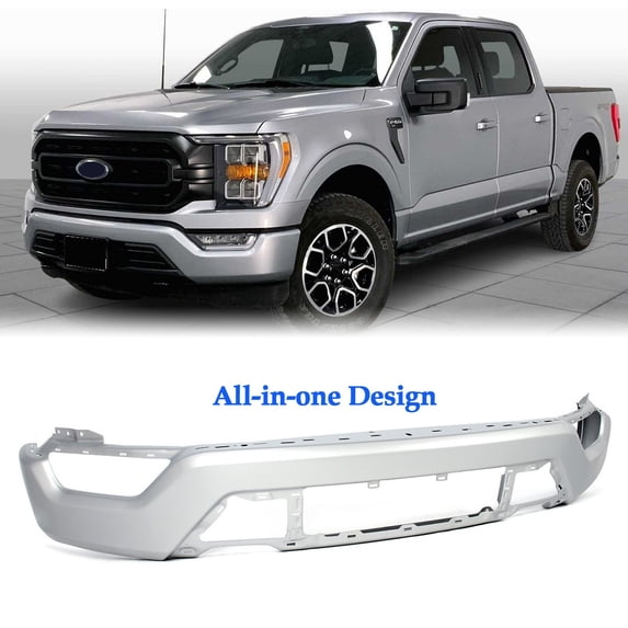 Steel Front Bumper Face Bar Painted Ingot Silver For 2021 2022 2023 Ford F-150 F150