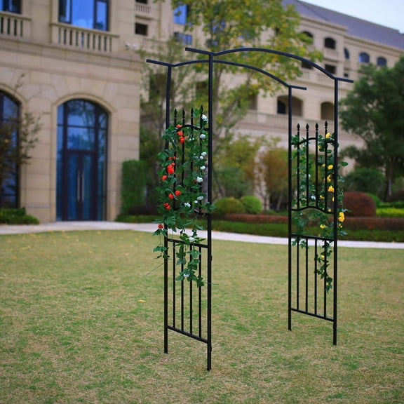 Steel Garden Arch, 6'8" High x 4'11" Wide, Garden Arbor for Various Climbing , Outdoor Garden Lawn Backyard
