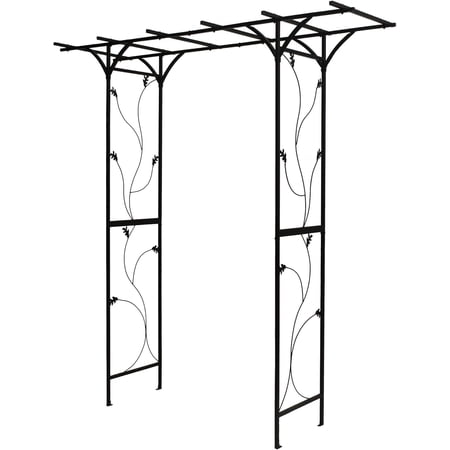 Steel Garden Arch, 7'2" High x 6'6" Wide, Garden Arbor for Various Climbing Plant, Outdoor Garden Lawn Backyard