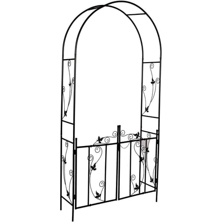 Steel Garden Arch, 7'6" High x 3'9" Wide, Garden Arbor for Various Climbing Plant, Outdoor Garden Lawn Backyard