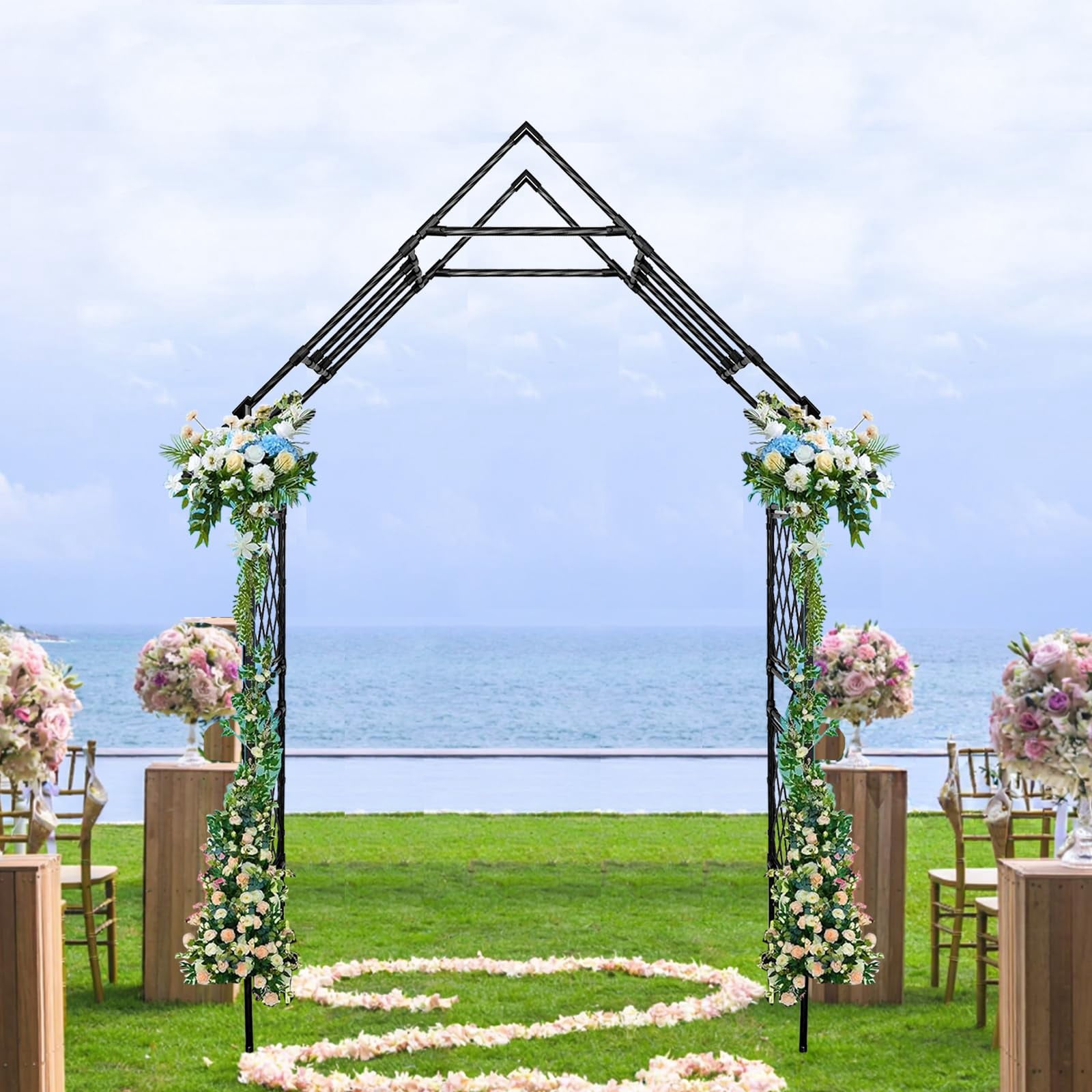Steel Garden Arch Arbor Trellis, 7.87x3.93Ft Metal Decorative Arbor for ...