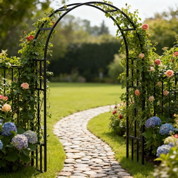 Steel Garden Arch Arbor Trellis for Climbing Plants, Roses, Wisteria Vines, Outdoor Flower/Wedding Arch Stand