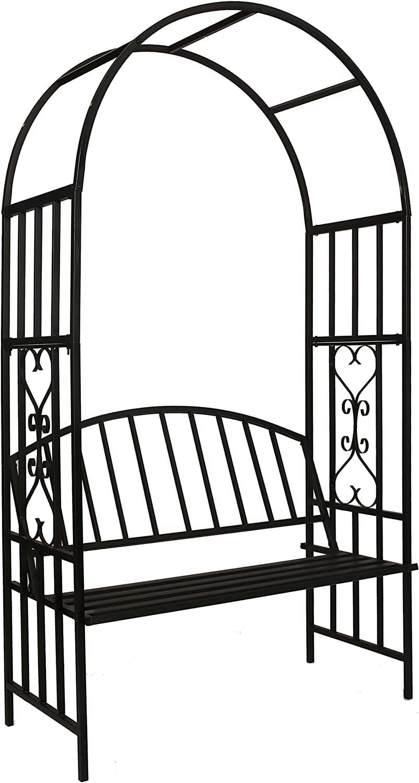 Steel Garden Arch with Seat for 2 People, 6'7" High x 3'7" Wide, Garden Arbor for Various Climbing , Outdoor Garden Lawn Backyard