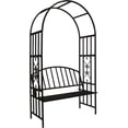 thumbnail image 1 of Steel Garden Arch with Seat for 2 People, 6'7" High x 3'7" Wide, Garden Arbor for Various Climbing , Outdoor Garden Lawn Backyard, 1 of 6