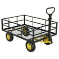 thumbnail image 1 of Steel Garden Cart, 1400 Lbs Heavy-Duty Wagon Cart on Wheels, Metal Yard Utility Wagon Carts with 180° Rotating Handle, 13 Inch All-Terrain Tires, Removable Mesh Side Panels, for Outdoor, 1 of 7