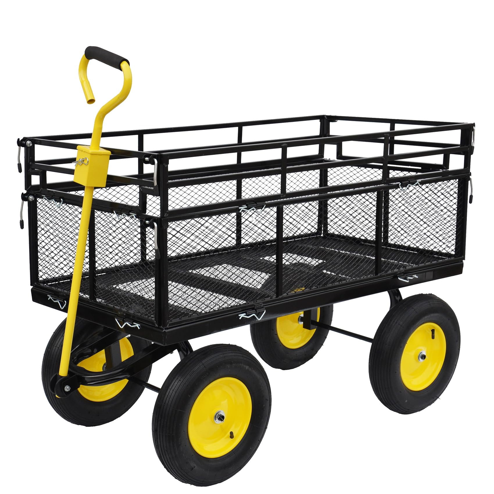 Steel Garden Cart Flatbed with Removable Sides, 1000LBS Heavy Duty Yard