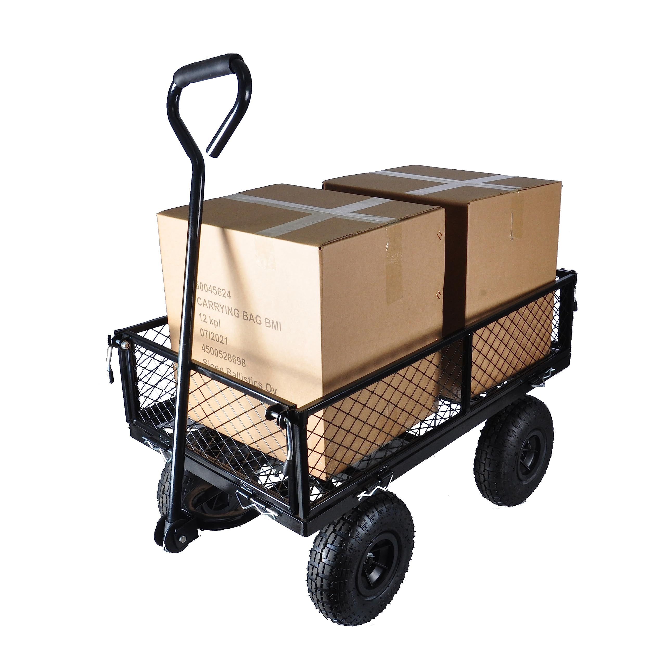 Steel Garden Cart Flatbed with Removable Sides, 550LBS Heavy Duty Yard