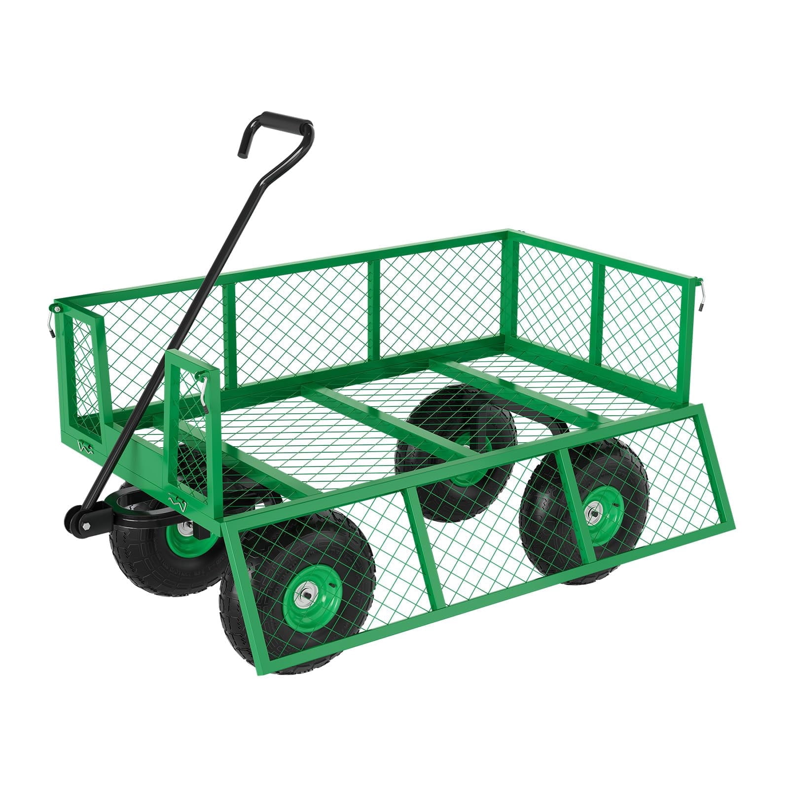 Steel Garden Cart – Heavy Duty Outdoor Wagon with Removable Sides & Flexible Handle for Yard, Lawn & Garden