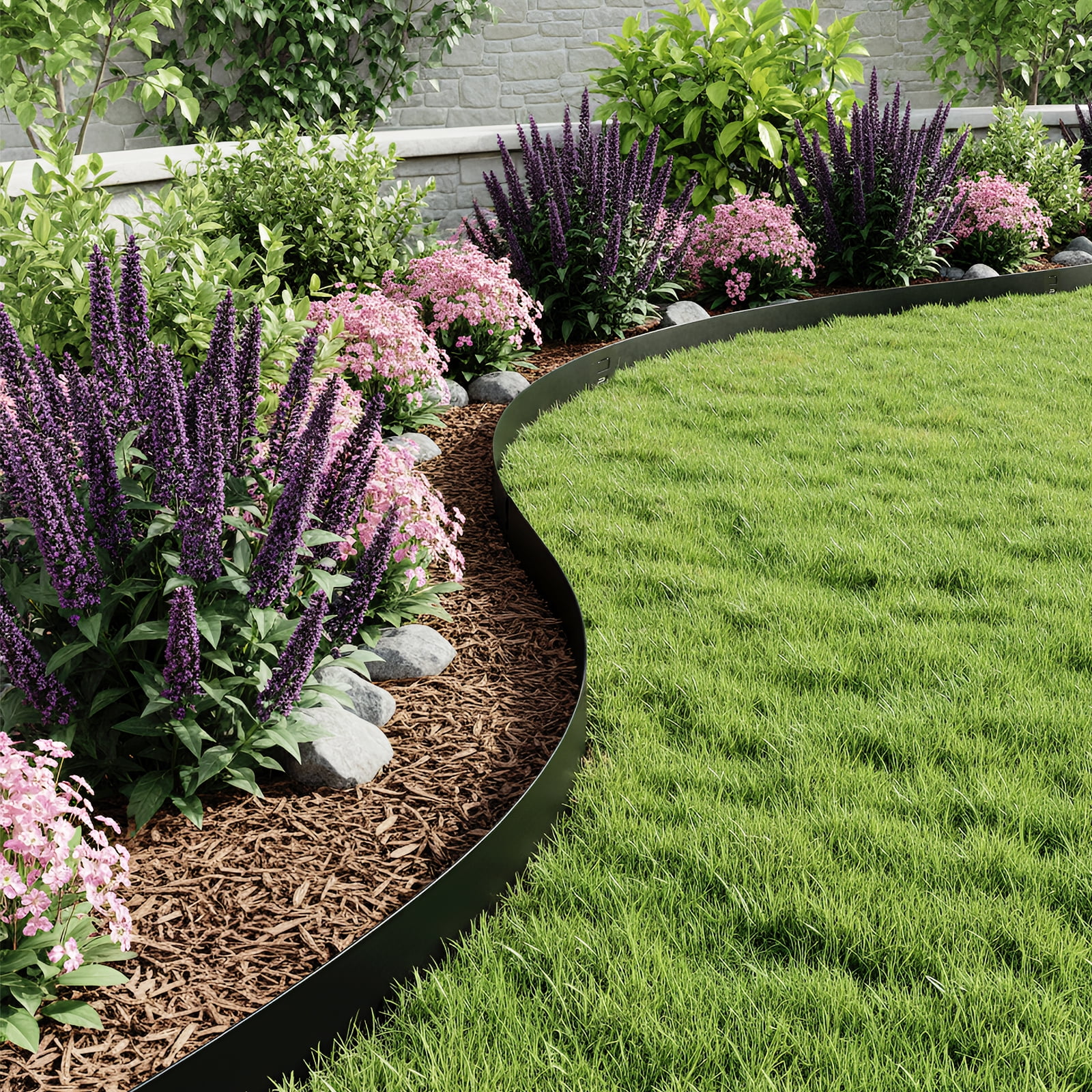 5PCS Metal Landscape Edging, 3"x39" Garden Edging Border, Flexible Steel Landsca for Gardens, Paths, Lawns, And Outdoor Patios