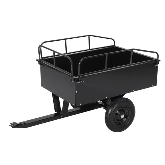 Steel Garden Utility Cart,Dump Trailer with Removable Sides, Foot Pedal, Hand Pull, Tow Behind,Reinforced Metal Yard Wheelbarrow