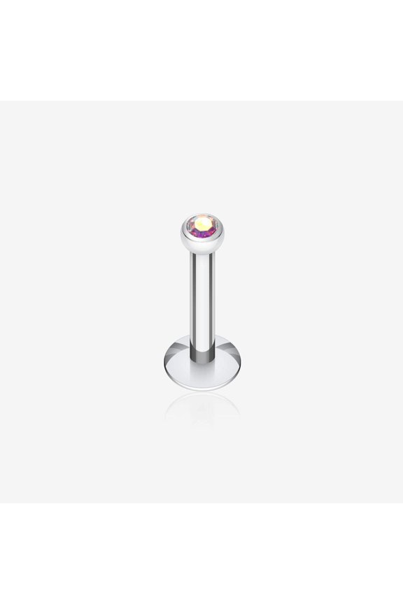 Steel Gem Ball Internally Threaded Labret