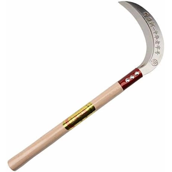 Steel Grass Sickle,Clearing Sickle,Manganese Steel Blade/Hardwood Handle Hand held Sickle Tool - Multipurpose Gardening Weeding Grass Sickle and Farming Portable Safety Sickle