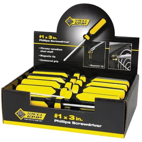 Steel Grip  3 in. Phillips Screwdriver Counter Top No.1 Display Steelgrip - pack of 24