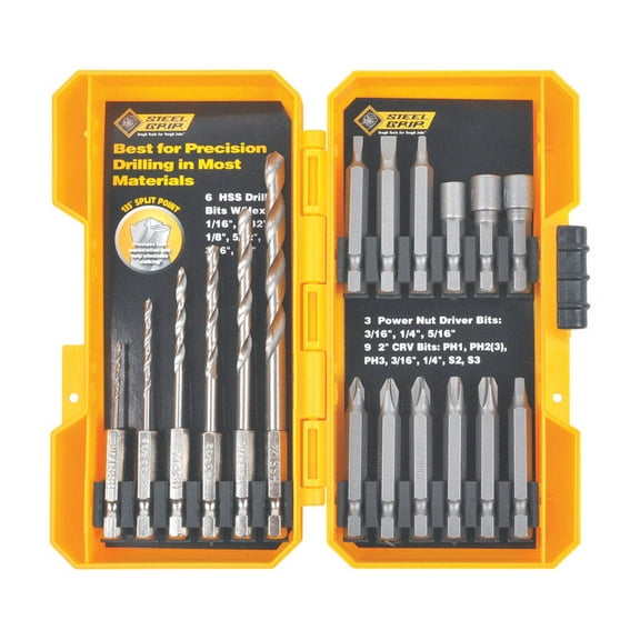 Steel Grip DR62514A High Speed Steel Hex Drill and Driver Bit Set 1/4 Dia. in.