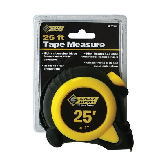 Steel Grip DR76536 Tape Measure, 1" x 25', Yellow/Black