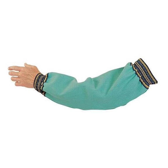 Flame-Resistant Sleeve, Cotton, 18 in Length, Green, Elastic Cuff