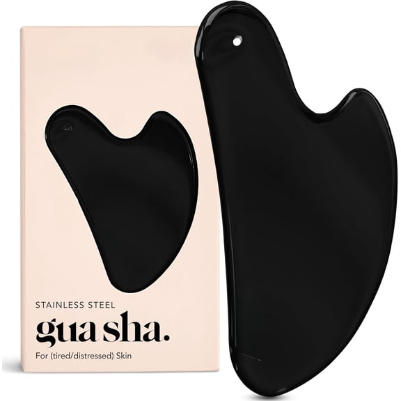 Steel Gua Sha Facial Tools - Guasha Tool for Face, Face Sculpting Tool, Neck Massager, Double Chin Reducer Gua Sha Tools, Lymphatic Drainage Massager, Facial Skin Care - Matte Black