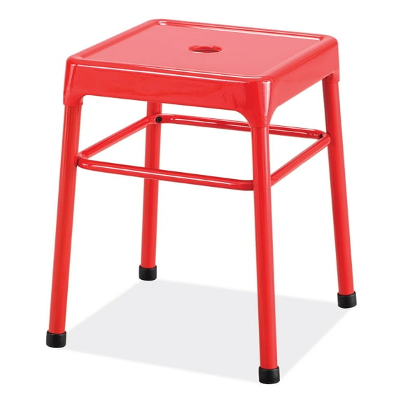 Steel GuestBistro Stool, Backless, Supports Up to 250 lb, 18" Seat Height, Red Seat, Red Base, Ships in 1-3 Business Days | Bundle of 2 Each