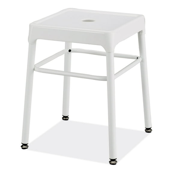 Steel GuestBistro Stool, Backless, Supports Up to 250 lb, 18" Seat Height, White Seat, White Base, Ships in 1-3 Business Days | Bundle of 2 Each