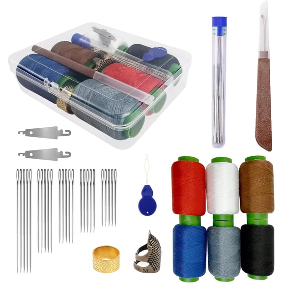 Steel  for Hand Sewing,Big Eye Steel  Set,39 Pc Set -Transparent Box,25 Hand Sewing ,6 Colors Thread,3 Threading ,Suture Remover,Daily Repair & DIY Craft