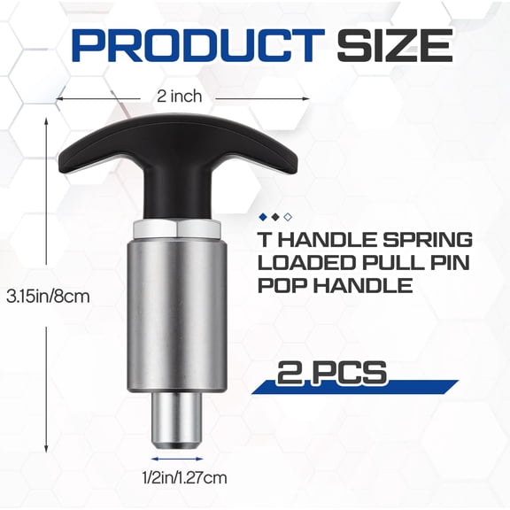 Steel Handle Locking Spring Loaded Pull Pin T Knob 3.15 Inch 1/2 Inch Shank for Industrial Fitness Shelves