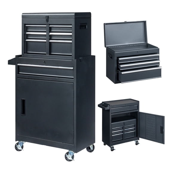 Steel Instrument Cart - Heavy Duty 330lb Capacity, 4 Lockable Drawers, Rolling Tool Cart with Brakes, Black Powder-Coated for Workshop, Garage & Studio