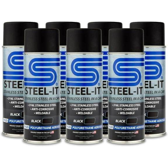 Steel-It 1012D Polyurethane, Industrial Paint Coatings, Weldable, Easy to Apply - Black (7 Pack)