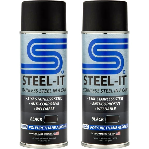 Steel-It 1012D Polyurethane, Industrial Paint Coatings, Weldable, Easy to Apply - Black (2 Pack)