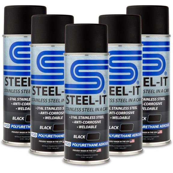 Steel-It 1012D Polyurethane, Industrial Paint Coatings, Weldable, Easy to Apply - Black (5 Pack)