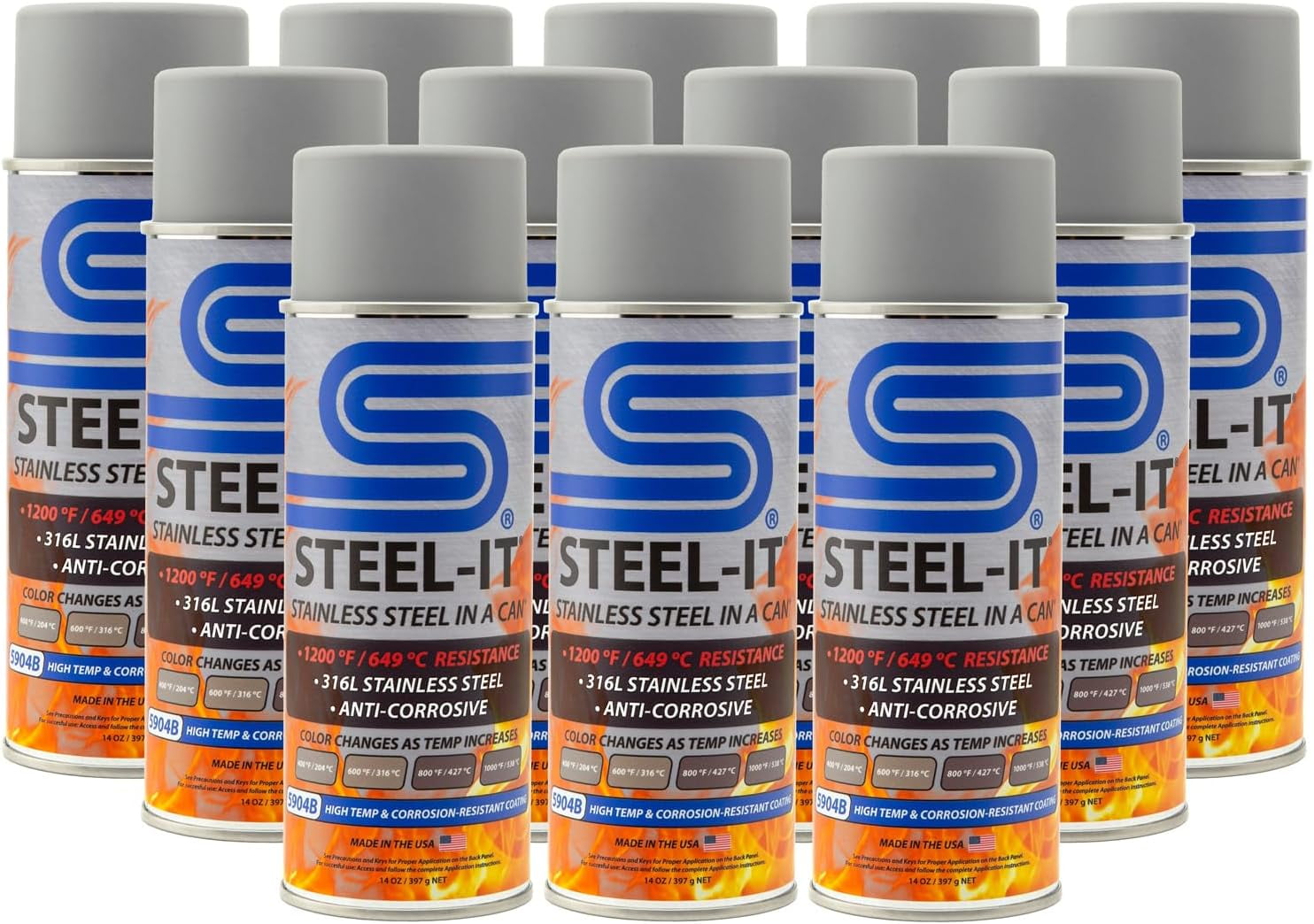 Steel-It 5904B Color Changing, High Temp & Corrosion-Resistant Aerosol ...