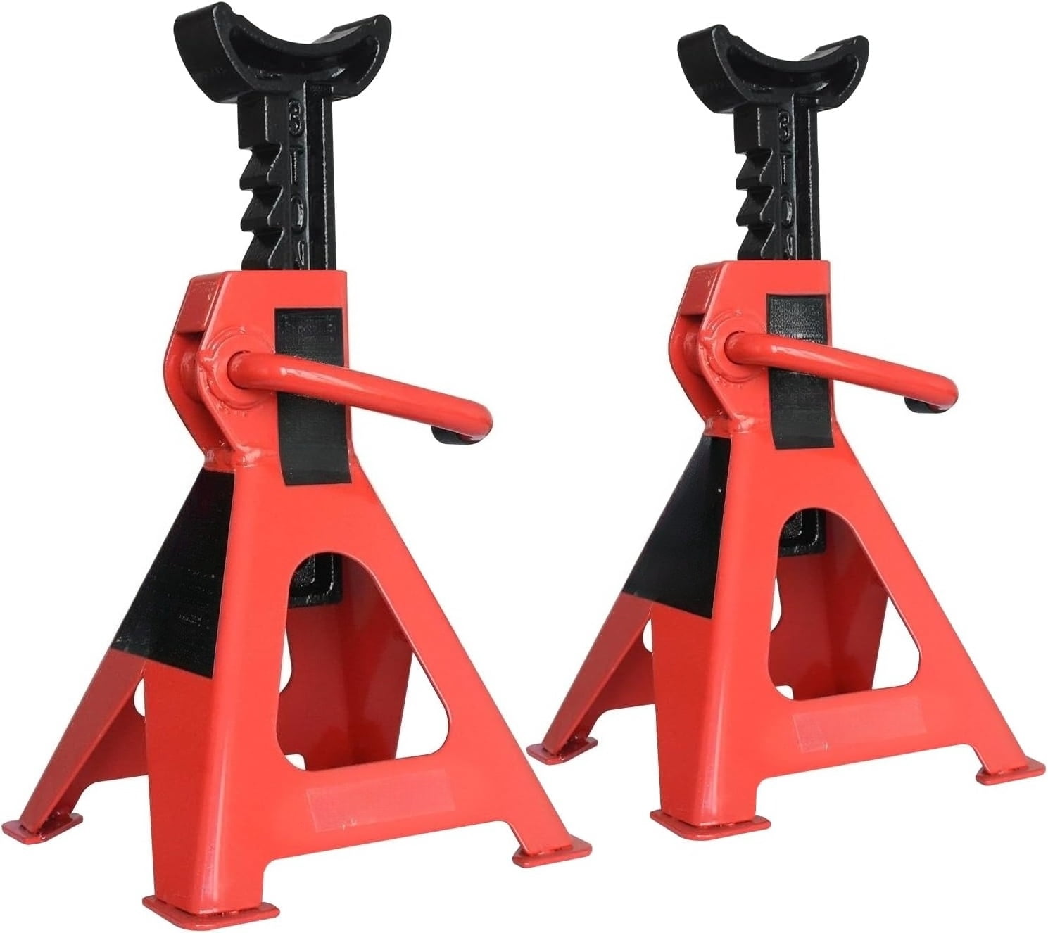 Steel Jack Auto Stands, 3 Ton (2.7 metric Ton) Capacity, Easy to Use, Adjustable Height, 6,000 lb, 1 Pair, Black and Red