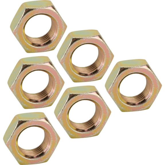 Speedway Motors Steel Jam Nuts 1/2 Inch-20 Left Hand NF Fine Thread, Thin Profile Zinc Plated Hardware for Rod Ends, Heim Joints and Tie Rod Ends, Pack of 6